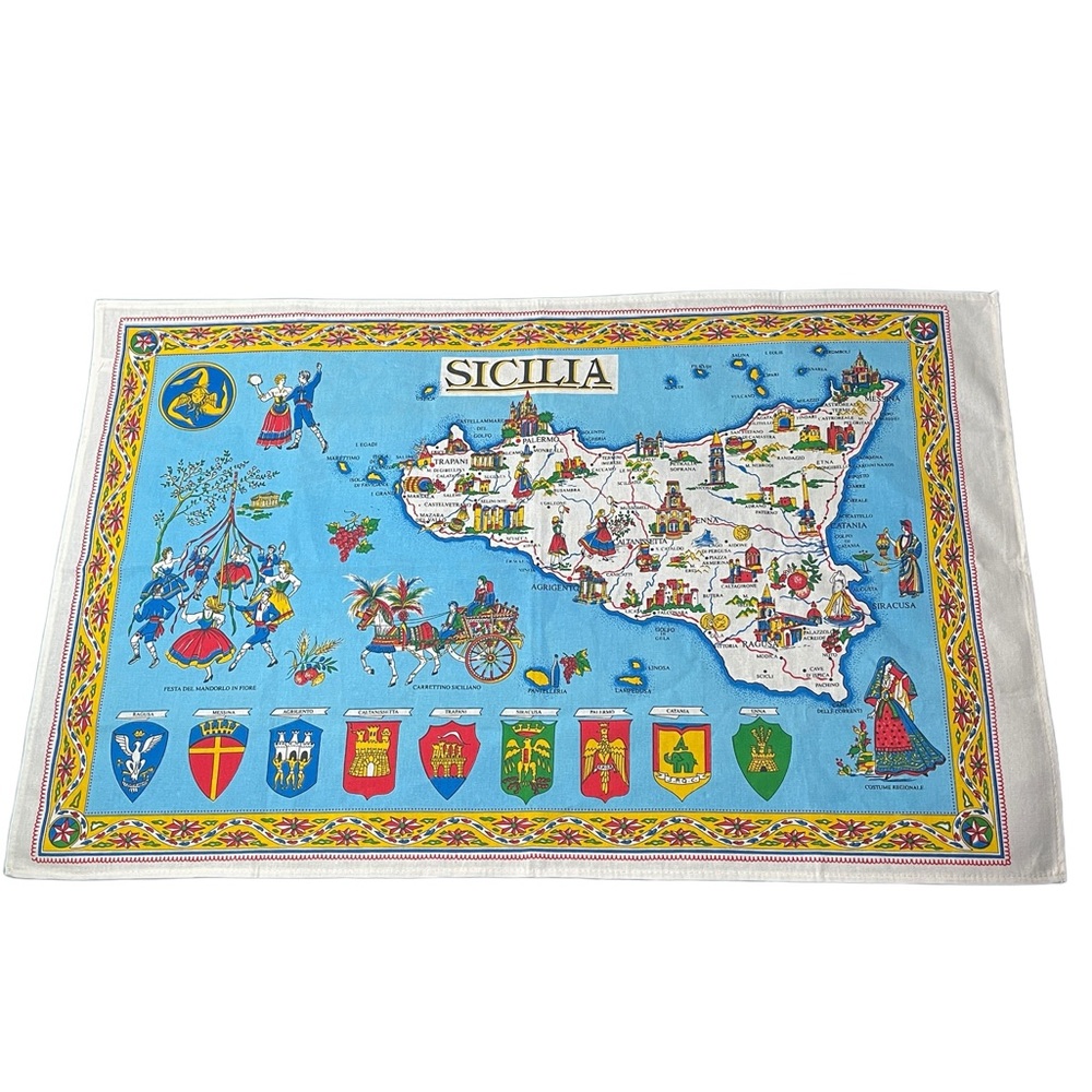 Vintage Sicilia—Italy 100% Cotton Tea Towel